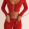 Perla Cherry ribbestrikket topp