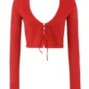 Perla Cherry ribbestrikket topp