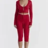 Perla Cherry ribbestrikket topp