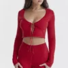 Perla Cherry ribbestrikket topp