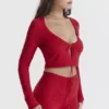 Perla Cherry ribbestrikket topp
