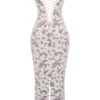 Perlehvit maxi-kjoler med blomsterbroderi