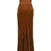 Persephone kaffefarget fløyelsstrapless korsetter-maxidress