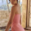 Persephone Raspberry Satin + Crepe Strapless Korsetter Maxi Kjoler