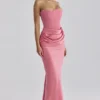 Persephone Raspberry Satin + Crepe Strapless Korsetter Maxi Kjoler