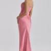 Persephone Raspberry Satin + Crepe Strapless Korsetter Maxi Kjoler