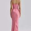 Persephone Raspberry Satin + Crepe Strapless Korsetter Maxi Kjoler