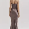 Persephone røykfarget stroppeløs korsetter-maxidress