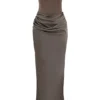 Persephone røykfarget stroppeløs korsetter-maxidress