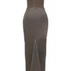 Persephone røykfarget stroppeløs korsetter-maxidress