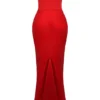 Persephone Scarlet stroppeløs korsetter-maxidress