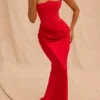 Persephone Scarlet stroppeløs korsetter-maxidress
