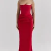 Persephone Scarlet stroppeløs korsetter-maxidress