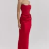 Persephone Scarlet stroppeløs korsetter-maxidress