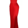 Persephone Scarlet stroppeløs korsetter-maxidress