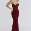 Persephone vinrød stroppeløs korsetter-maxidress