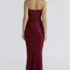 Persephone vinrød stroppeløs korsetter-maxidress