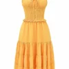Phedra Tangerine Shirred Sommerkjoler