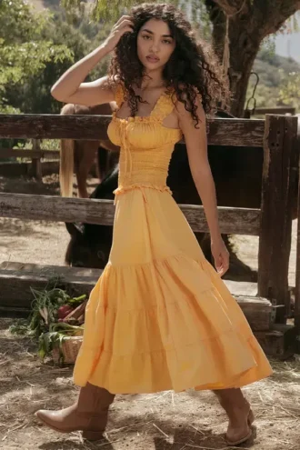 Phedra Tangerine Shirred Sommerkjoler