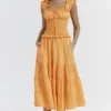 Phedra Tangerine Shirred Sommerkjoler