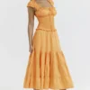 Phedra Tangerine Shirred Sommerkjoler