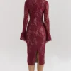 Pierette Berry Lace Midi-kjoler