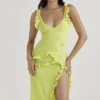 Pixie Lime Ruffle Maxi Kjoler