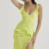 Pixie Lime Ruffle Maxi Kjoler