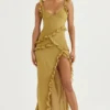 Pixie Olive Ruffle Maxi Kjoler