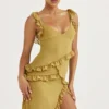 Pixie Olive Ruffle Maxi Kjoler