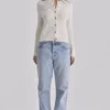 Poppie Ivory Cardigan i ull og kashmir med blomsterbroderi