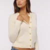 Poppie Ivory Cardigan i ull og kashmir med blomsterbroderi