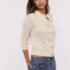 Poppie kremfarget ull + kashmir rosa blomsterbrodert Cardigan