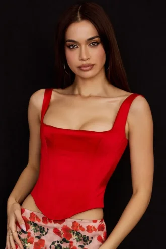 Rafa Scarlet Satin Longline Korsetter