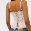 Rania Vintage elfenbensfarget blomstermønstret korsetter-top