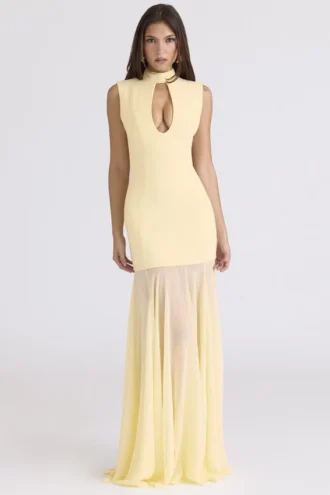 Raphaella Butter Yellow Keyhole Maxi Kjoler