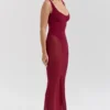 Robina vinrød stretch-maxi-kjole i mesh