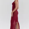 Robina vinrød stretch-maxi-kjole i mesh