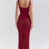 Robina vinrød stretch-maxi-kjole i mesh