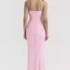 Romola rosa stretch-mesh-maxi-kjoler med sommerfugl
