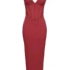 Romy vinrød mesh bodycon maxikjole