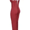 Romy vinrød mesh bodycon maxikjole