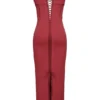 Romy vinrød mesh bodycon maxikjole