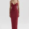 Romy vinrød mesh bodycon maxikjole
