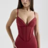 Romy vinrød mesh bodycon maxikjole