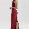 Romy vinrød mesh bodycon maxikjole