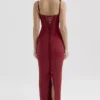 Romy vinrød mesh bodycon maxikjole