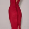 Romy vinrød mesh bodycon maxikjole