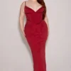 Romy vinrød mesh bodycon maxikjole
