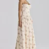 Rona Ivory Vintage Rose Print Cotton Maxi Kjoler